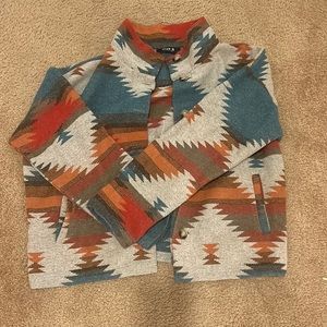 Aztec Pattern longe sleeve button up jacket size Large